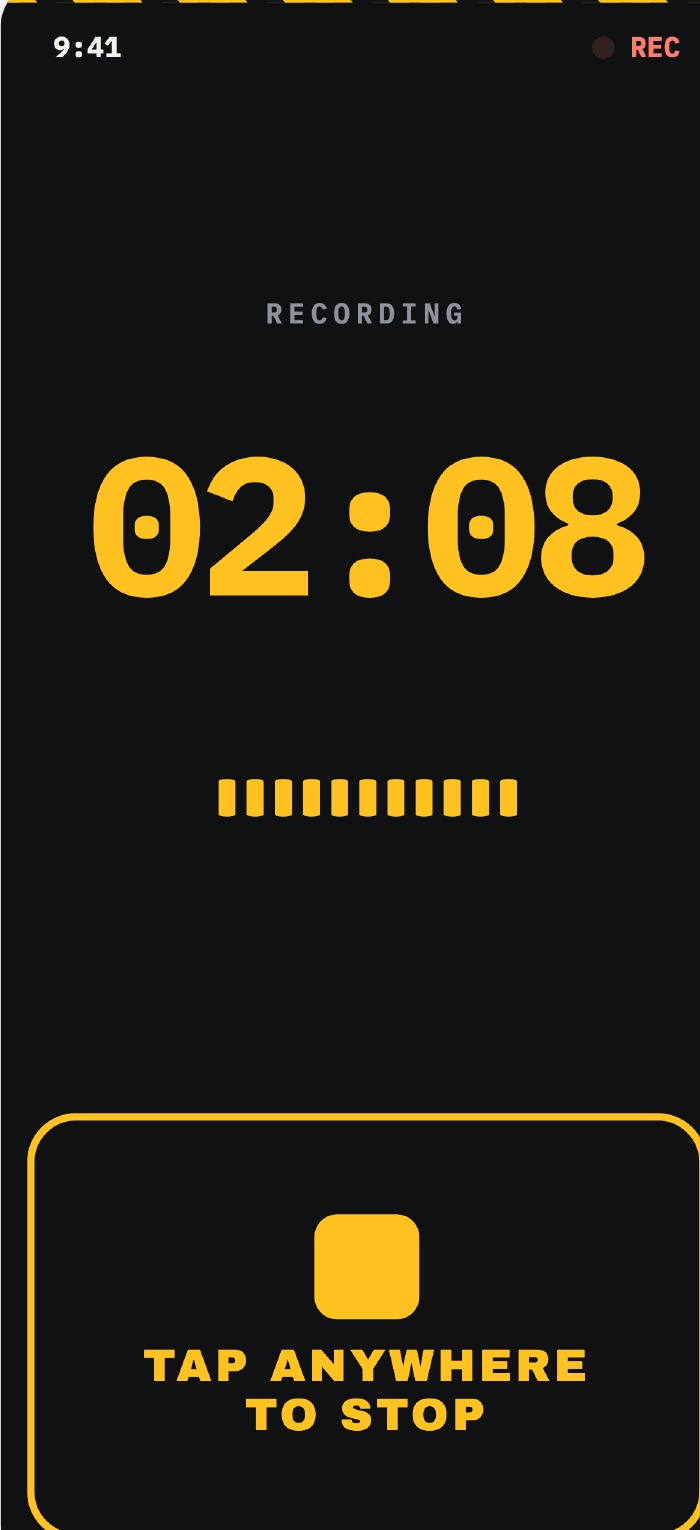 Voice Estimate grabando un trabajo con temporizador y objetivo para detener
